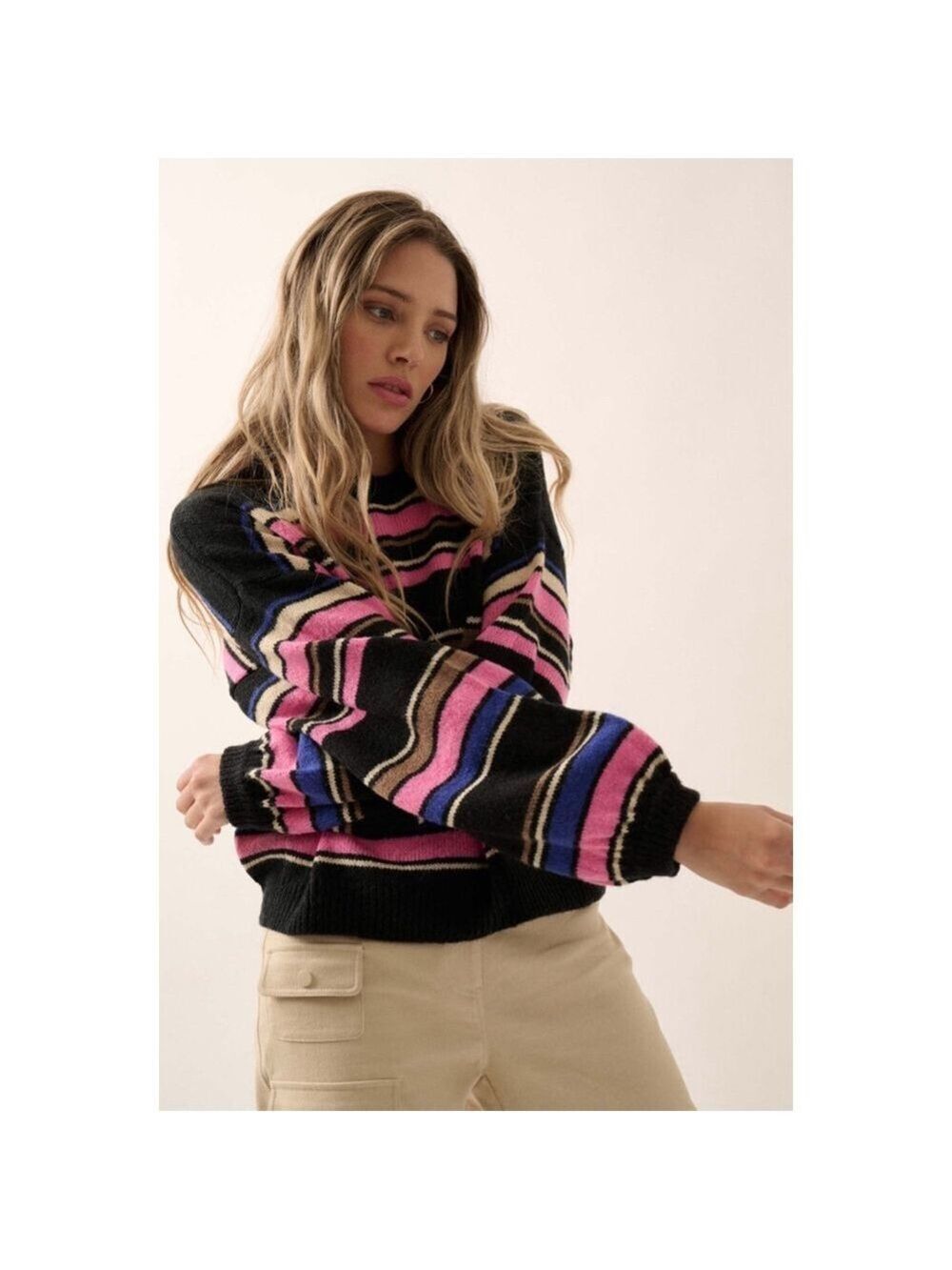 Women's Striped Sweater, M, Multicolor
